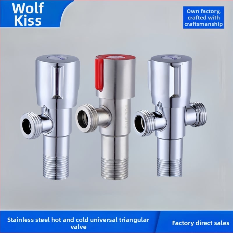 Uglovni ventil od nehrđajućeg čelika 304, trokraki, Ø15 mm, zidna montaža