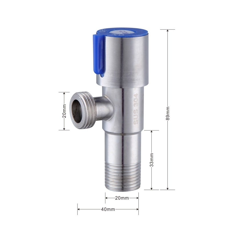Uglovni ventil od nehrđajućeg čelika 304, trokraki, Ø15 mm, zidna montaža
