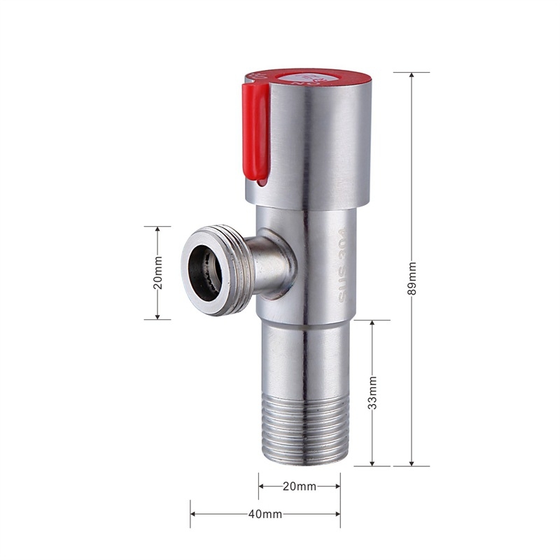 Uglovni ventil od nehrđajućeg čelika 304, trokraki, Ø15 mm, zidna montaža