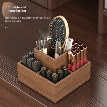 Cutie de depozitare pentru ruj cu organizator rotativ de machiaj, placă densitate, stil chinezesc nou, culoare uniformă, capacitate 1