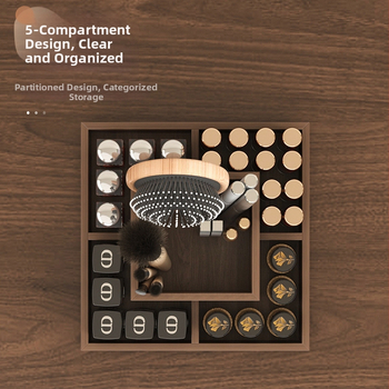 Cutie de depozitare pentru ruj cu organizator rotativ de machiaj, placă densitate, stil chinezesc nou, culoare uniformă, capacitate 1