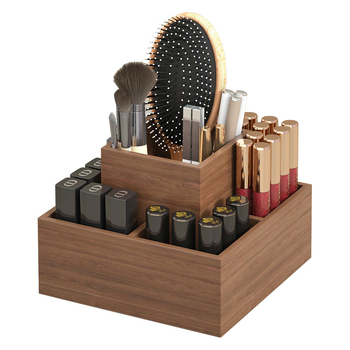 Cutie de depozitare pentru ruj cu organizator rotativ de machiaj, placă densitate, stil chinezesc nou, culoare uniformă, capacitate 1