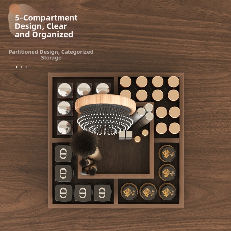 Cutie de depozitare pentru ruj cu organizator rotativ de machiaj, placă densitate, stil chinezesc nou, culoare uniformă, capacitate 1