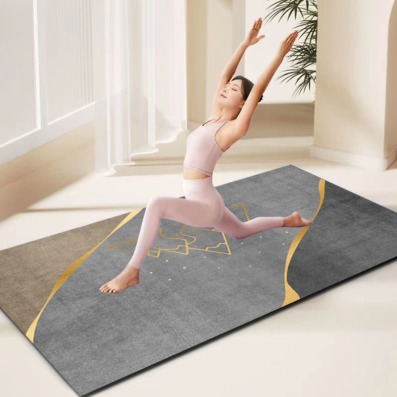 Joga podloga s geometrijskim uzorkom, poliesterska vlakna, debljina 7 mm, prilagodljiva, pogodna za fitness i njegu tijela