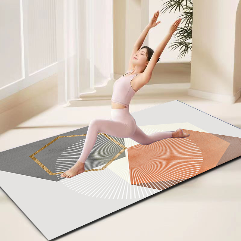 Joga podloga s geometrijskim uzorkom, poliesterska vlakna, debljina 7 mm, prilagodljiva, pogodna za fitness i njegu tijela