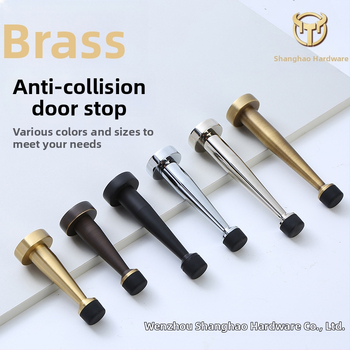 Mosadzový horný doraz dverí, gumový omezovač, nástenná montáž, predĺženie bez vŕtania