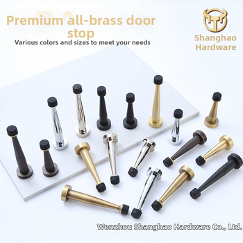 Mosadzový horný doraz dverí, gumový omezovač, nástenná montáž, predĺženie bez vŕtania