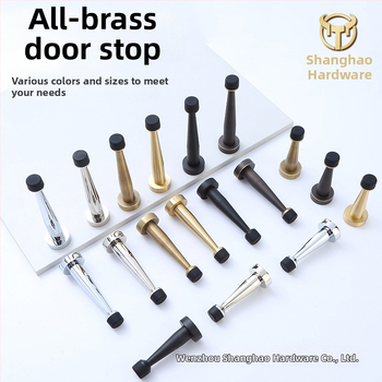 Mosadzový horný doraz dverí, gumový omezovač, nástenná montáž, predĺženie bez vŕtania