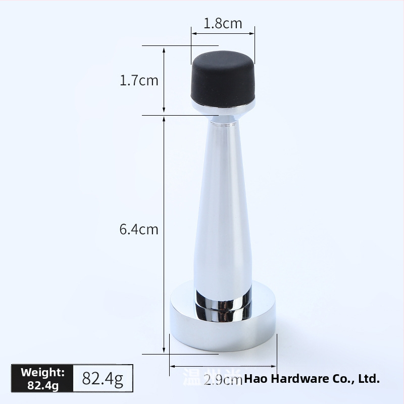 Mosadzový horný doraz dverí, gumový omezovač, nástenná montáž, predĺženie bez vŕtania