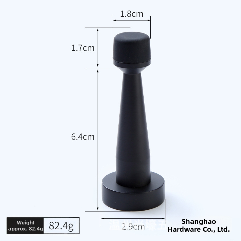 Mosadzový horný doraz dverí, gumový omezovač, nástenná montáž, predĺženie bez vŕtania