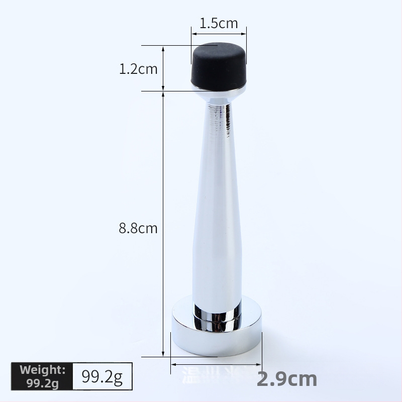 Mosadzový horný doraz dverí, gumový omezovač, nástenná montáž, predĺženie bez vŕtania