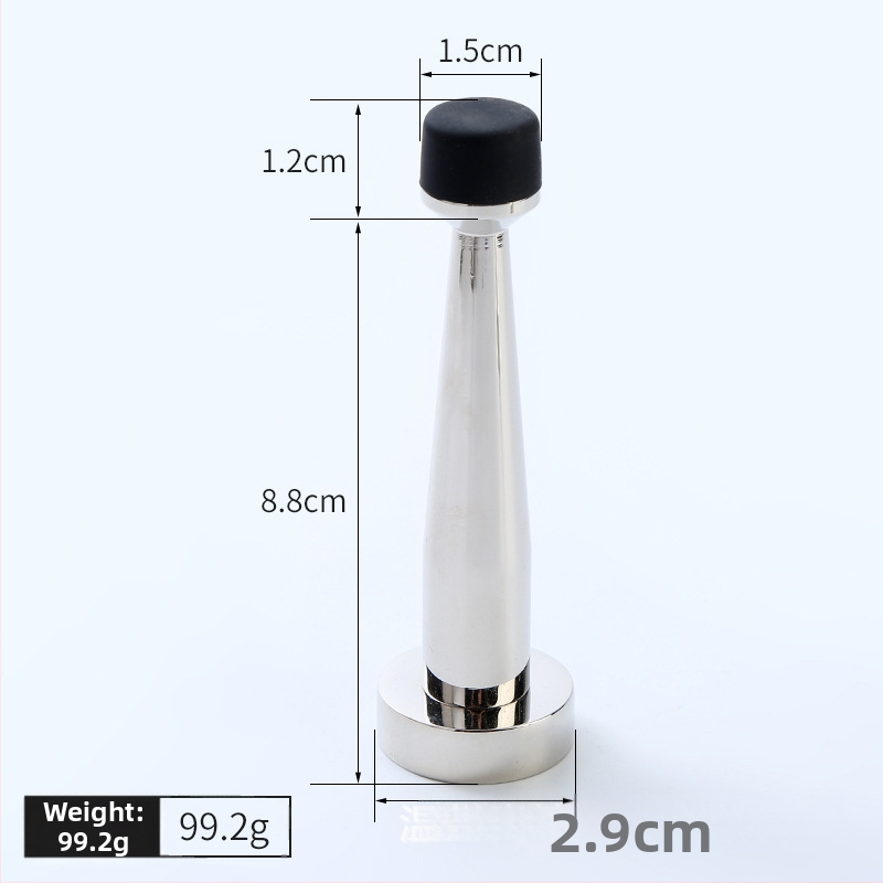 Mosadzový horný doraz dverí, gumový omezovač, nástenná montáž, predĺženie bez vŕtania