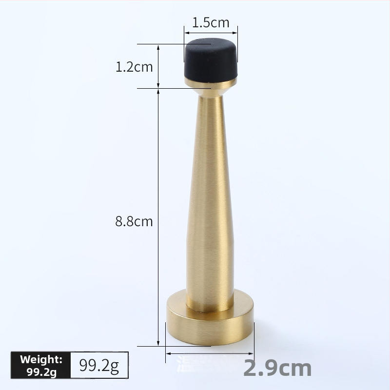 Mosadzový horný doraz dverí, gumový omezovač, nástenná montáž, predĺženie bez vŕtania