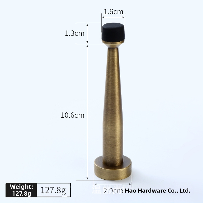 Mosadzový horný doraz dverí, gumový omezovač, nástenná montáž, predĺženie bez vŕtania