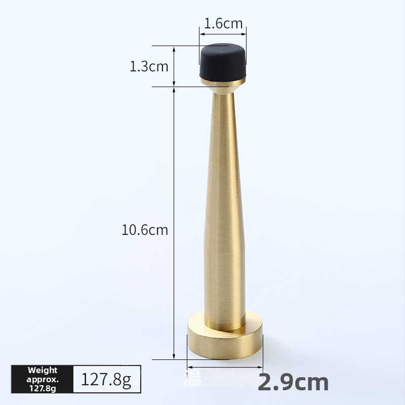 Mosadzový horný doraz dverí, gumový omezovač, nástenná montáž, predĺženie bez vŕtania