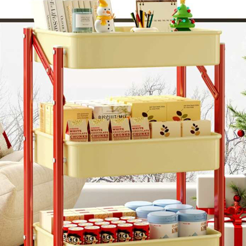 Troslojno sklopivo metalno kolica za pohranu, modernog minimalističkog stila, pogodna za kuhinju i dnevni boravak