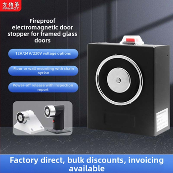 F34 Elektromagnetické zariadenie na uvoľnenie dverí pre bezrámové sklenené dvere proti požiaru, zliatina zinku, povrchová úprava pečená farba, nástenný montážny typ, moderný minimalistický štýl