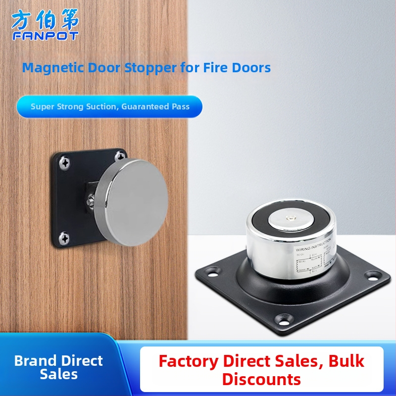 F34 Elektromagnetické zariadenie na uvoľnenie dverí pre bezrámové sklenené dvere proti požiaru, zliatina zinku, povrchová úprava pečená farba, nástenný montážny typ, moderný minimalistický štýl