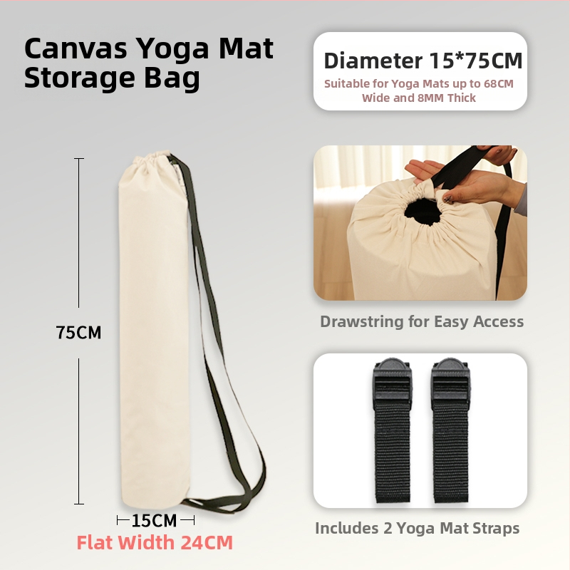 Taška na jogamat pre mat s sieťovanou taškou, štýl batohu, plátené skladovanie