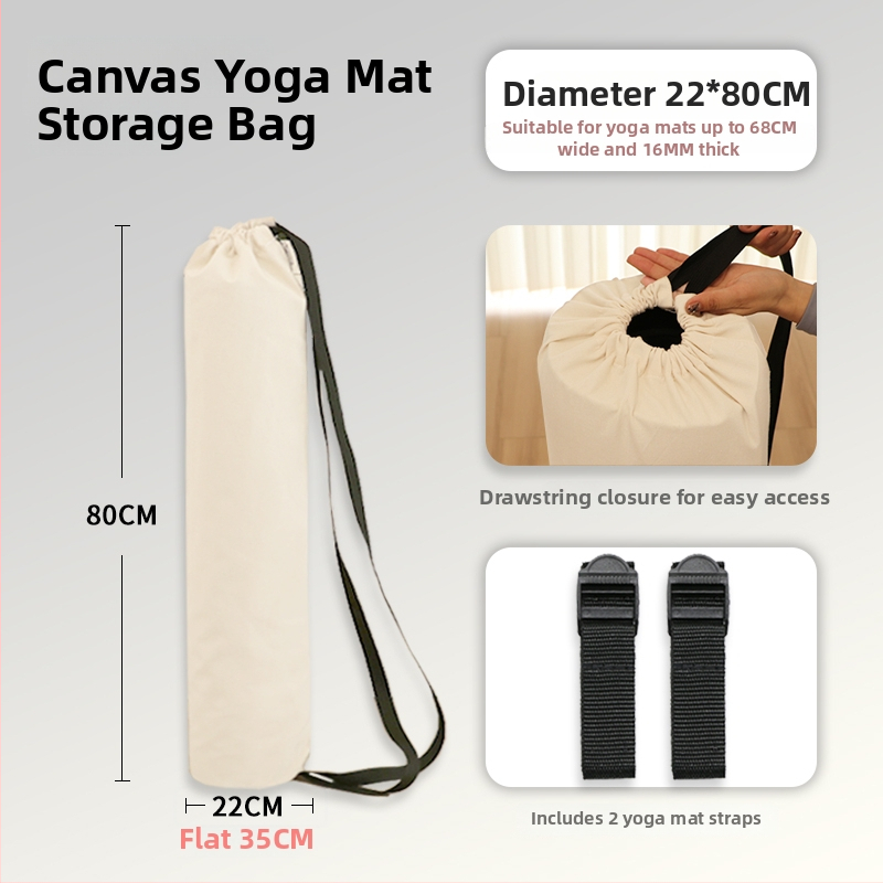 Taška na jogamat pre mat s sieťovanou taškou, štýl batohu, plátené skladovanie