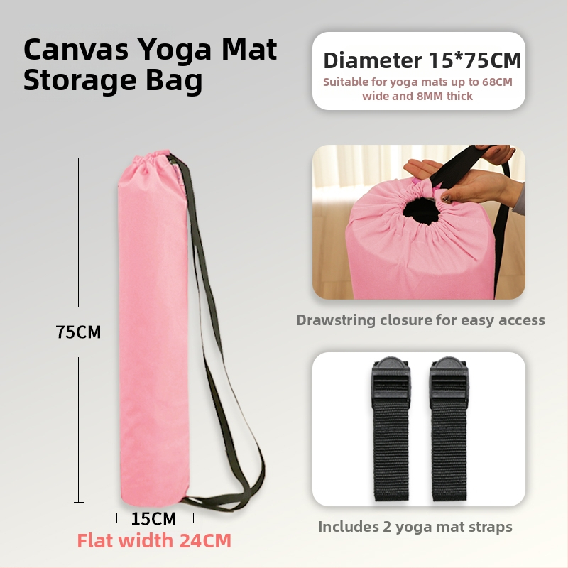 Taška na jogamat pre mat s sieťovanou taškou, štýl batohu, plátené skladovanie