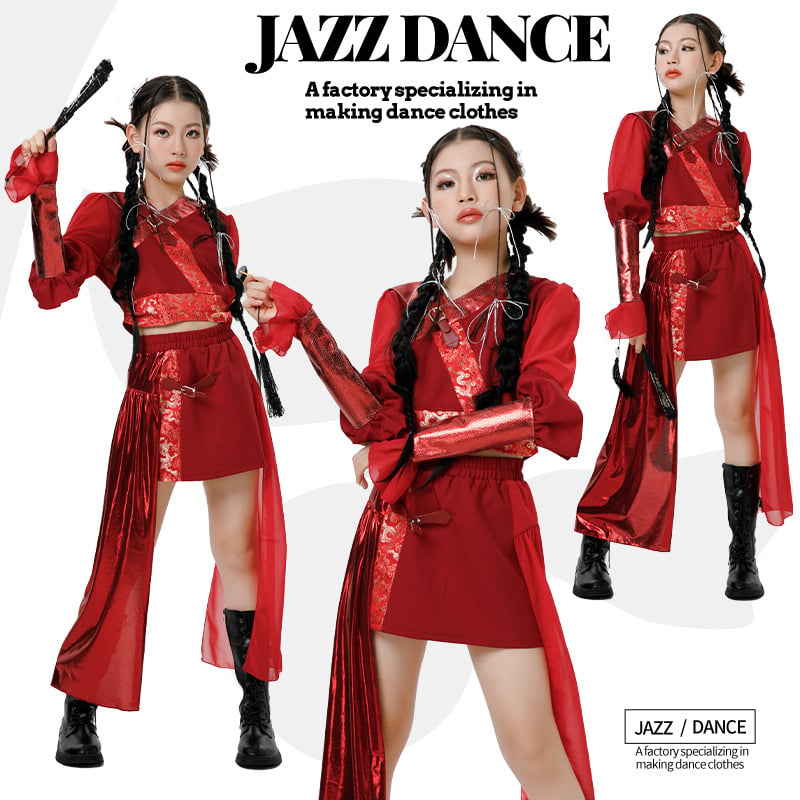 Dječji etno-stil kostim za jazz ples na scenu (90% poliester, za djecu stariju od 8 godina, sigurnosna razina: Kategorija B)