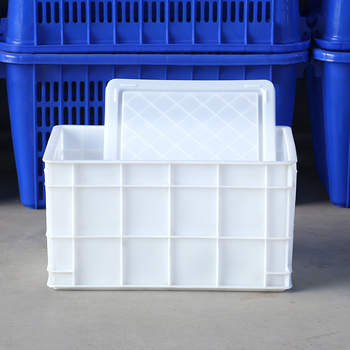 HDPE turnover box s poklopcem, pravokutni oblik, debljina stijenke 4 mm, nosivost 60 kg, injekcijsko kalupljenje u jednom prolazu