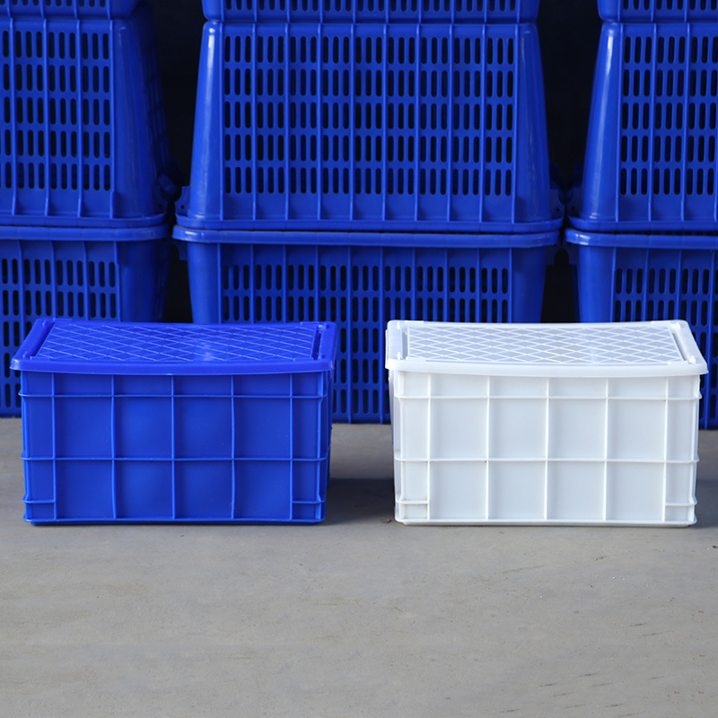 HDPE turnover box s poklopcem, pravokutni oblik, debljina stijenke 4 mm, nosivost 60 kg, injekcijsko kalupljenje u jednom prolazu