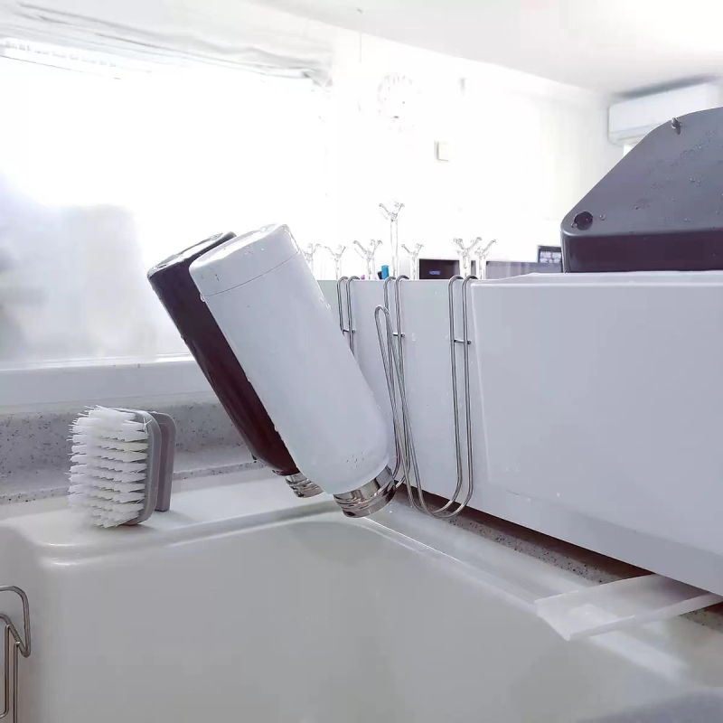 Nehrđajući čelični organizator za kuhinjsku sudoperu s držačem za čaše, odvodnim stalakom za termosicu i vertikalnim skladištenjem boca