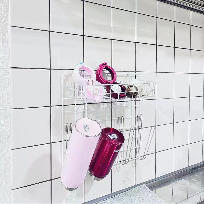 Nehrđajući čelični organizator za kuhinjsku sudoperu s držačem za čaše, odvodnim stalakom za termosicu i vertikalnim skladištenjem boca