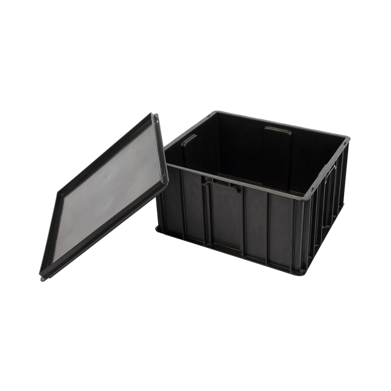 Sanwei PP antistatička logistička kutija za prijevoz i skladištenje, kutija za transport/odnos, injekcijski oblikovana, vanjske dimenzije 400x400x220 mm, unutarnje 370x370x200 mm, debljina zida 2,5 mm, težina 2 kg, nosivost 20 kg
