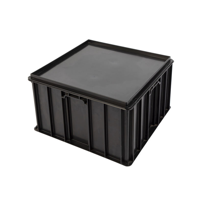 Sanwei PP antistatička logistička kutija za prijevoz i skladištenje, kutija za transport/odnos, injekcijski oblikovana, vanjske dimenzije 400x400x220 mm, unutarnje 370x370x200 mm, debljina zida 2,5 mm, težina 2 kg, nosivost 20 kg