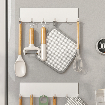 Magnetska vješalica za hladnjak s bočnim redom, višestruko skladištenje, bez bušenja, bez tragova, od karbonskog čelika, 0,3 kg, premazano, suvremeni minimalistički stil