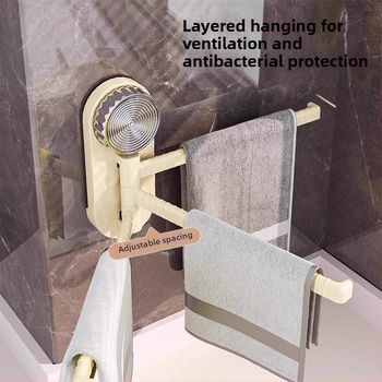 Otáčajúci sa držiak utierok do kuchyne s prísavkou, nástenný, 3 úrovne, plast, nosnosť 3 kg, bez vŕtania