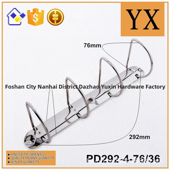 4-ručni D-prsten metalni klip za fascikle, PD292-4-76/36 — unutarnji promjer rupe 76 mm; donja širina 36 mm; duljina klipa 292 mm