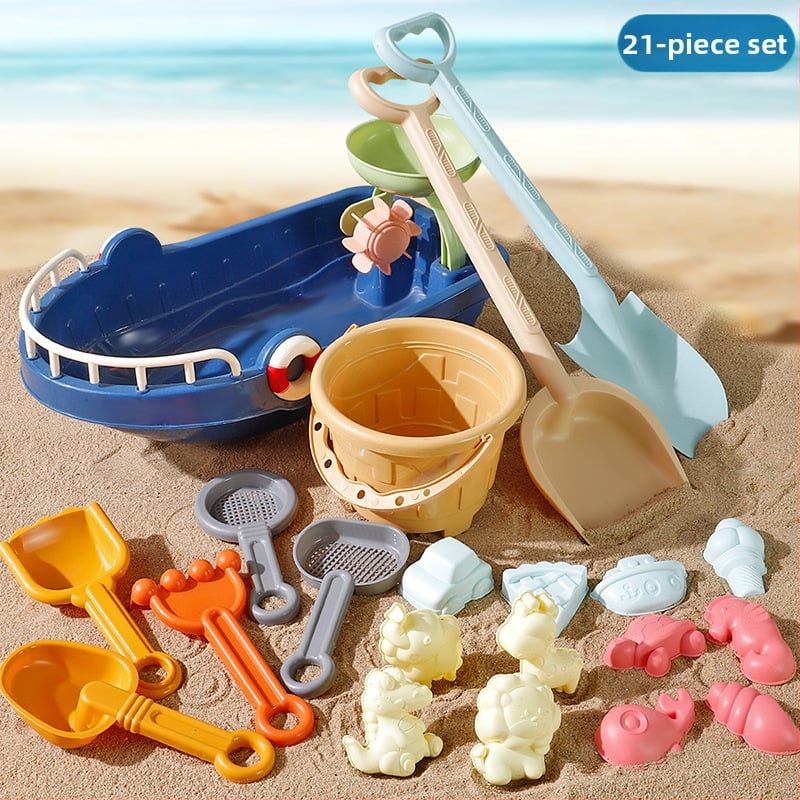 Σετ παραλίας με φτυάρι για άμμο και εργαλεία σκαψίματος, πλαστικό, για παιχνίδι στην άμμο και στο νερό, κατάλληλο για παιδιά 4–6 ετών, με καρότσι άμμου