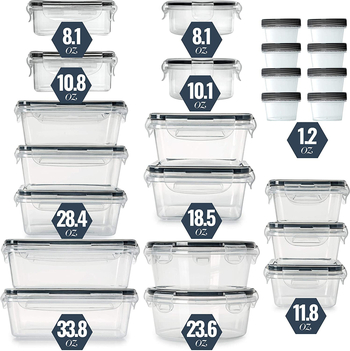 Set kutija za ručak, 24 komada, plastične zatvorene posude za pohranu, sigurne za mikrovalnu, kapaciteti 0,3–1,0 L