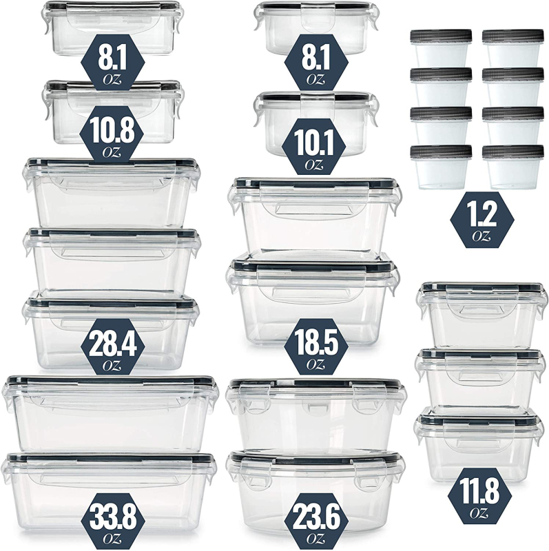 Set kutija za ručak, 24 komada, plastične zatvorene posude za pohranu, sigurne za mikrovalnu, kapaciteti 0,3–1,0 L