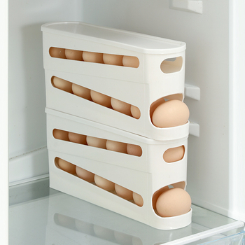 Műanyagból készült kettőszintes tojás-tároló a hűtő oldalajtajához, nagy kapacitású, automata tojásgurító konténer