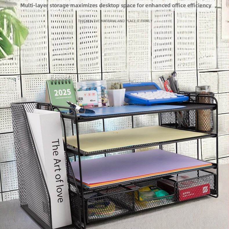 Stolni držač dokumenata – željezna konstrukcija, 4 razine, razmak između razina 10 mm, tip: držač za dokumente, višenamjensko skladištenje