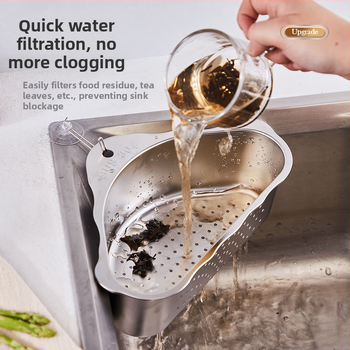 Nehrđajući čelični odvodni koš za sudoperu, trokutasti dizajn, filtriranje i skladištenje