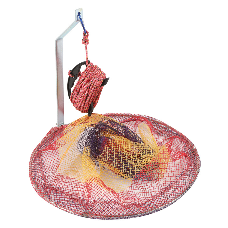 Plasă de pescuit pliabilă din oțel inoxidabil, diametrul plasei 40–50 cm, adâncimea 50–60 cm, construcție solidă, încărcare până la 10 kg.