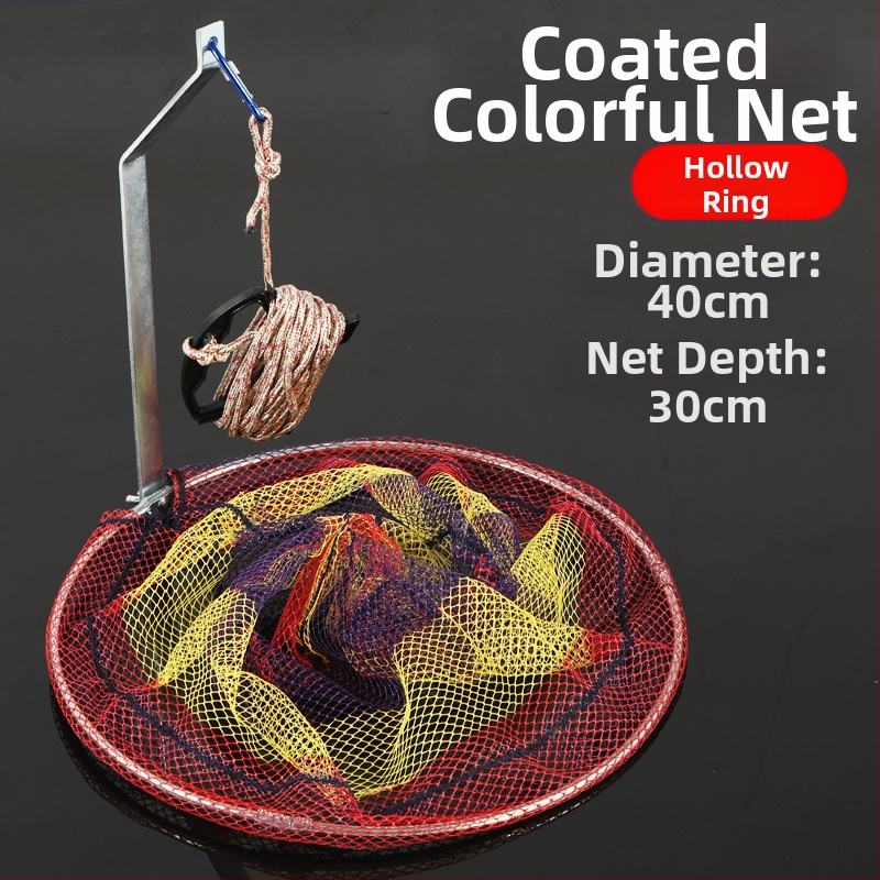 Sklopná nerezová rybárska sieť, priemer siete 40–50 cm, hĺbka siete 50–60 cm, pevná konštrukcia, nosnosť 10 kg.