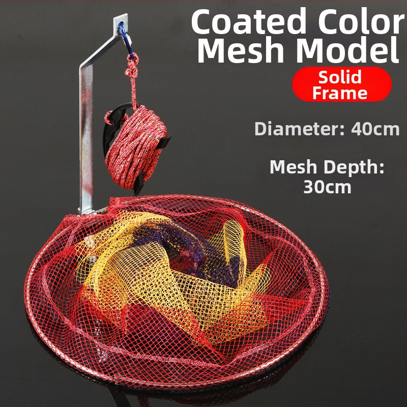 Sklopná nerezová rybárska sieť, priemer siete 40–50 cm, hĺbka siete 50–60 cm, pevná konštrukcia, nosnosť 10 kg.
