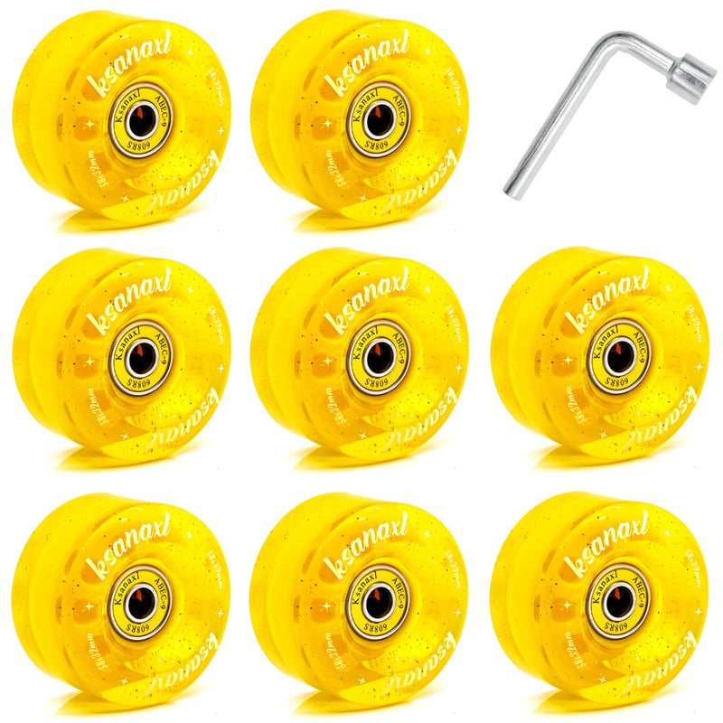 Role inline cu două rânduri, patru roți, roți PU transparente, duritate 82A, fără iluminare