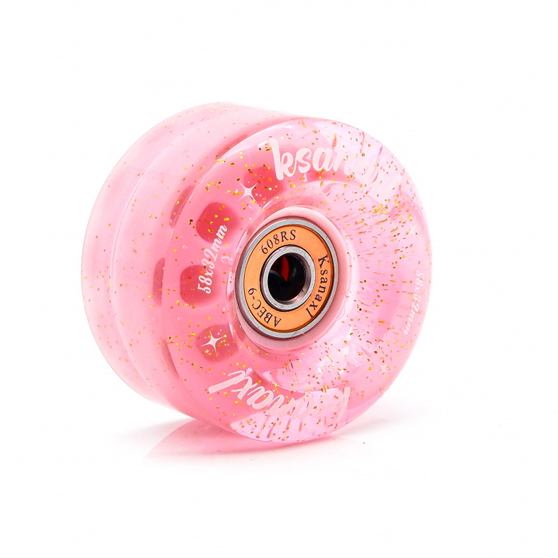 Role inline cu două rânduri, patru roți, roți PU transparente, duritate 82A, fără iluminare