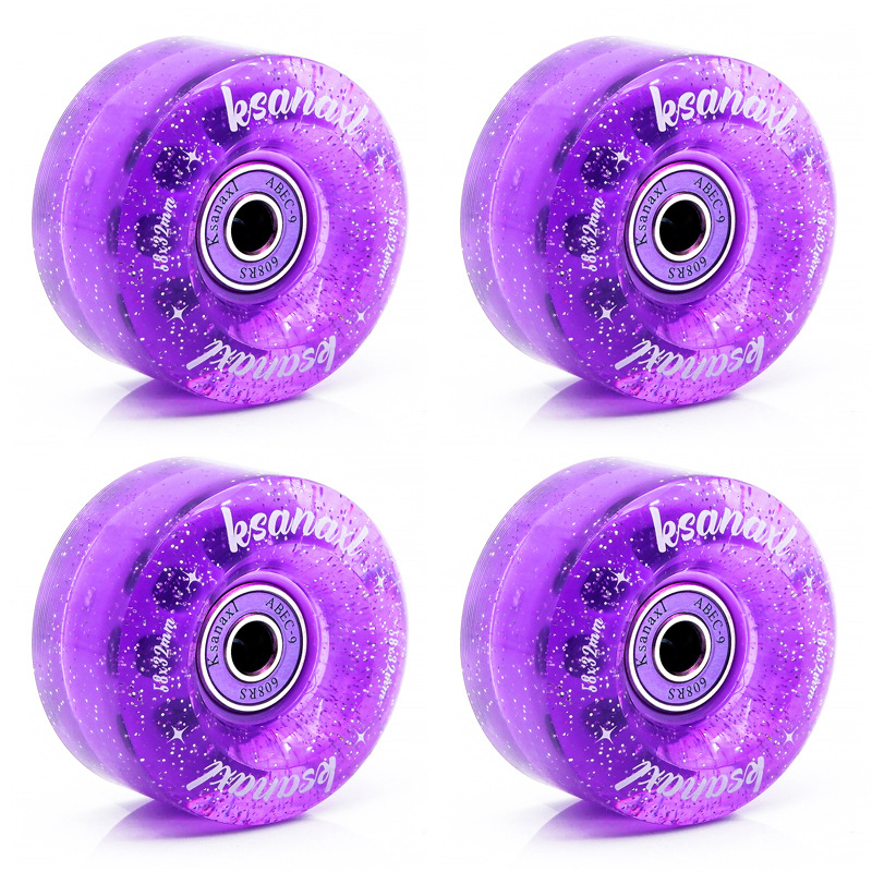 Role inline cu două rânduri, patru roți, roți PU transparente, duritate 82A, fără iluminare