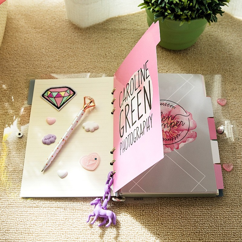 Keku separator de pagini pentru caiet cu foi detașabile, hârtie interioară, 5 foi, personalizare disponibilă