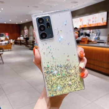 Θήκη σιλικόνης με γκλίτερ σε χρώμα καραμέλας και αστέρι ουρανό για Samsung S22 ULTRA, μαλακή, προστατευτική θήκη με απαλές άκρες και απαλές άκρες