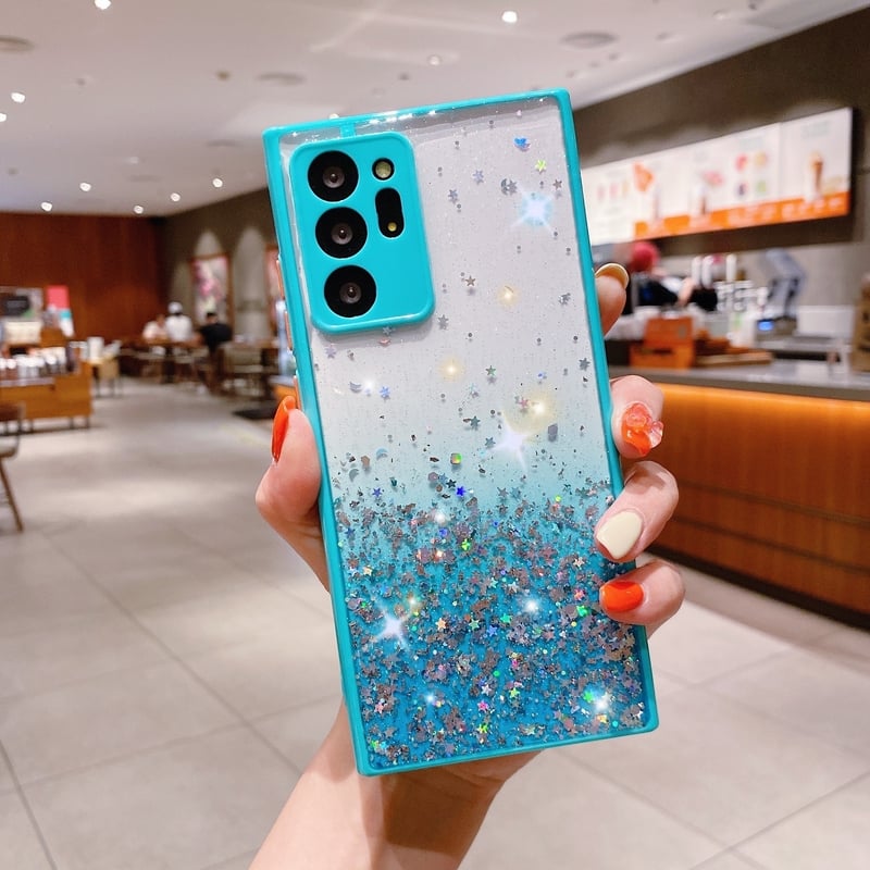 Θήκη σιλικόνης με γκλίτερ σε χρώμα καραμέλας και αστέρι ουρανό για Samsung S22 ULTRA, μαλακή, προστατευτική θήκη με απαλές άκρες και απαλές άκρες